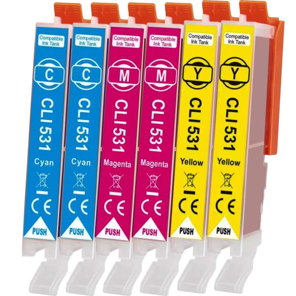6er Farb-Set Druckerpatronen alternativ zu Canon CLI-531