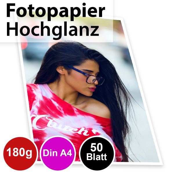 180g High-Glossy Foto-Papier Din A4, 50 Blatt