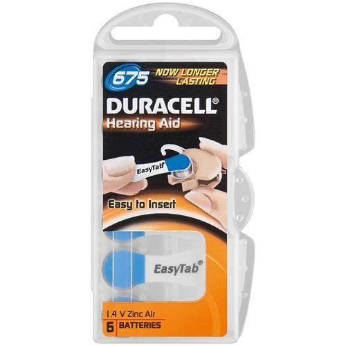 Hörgerätebatterie Duracell EasyTab 6 Stück V 675