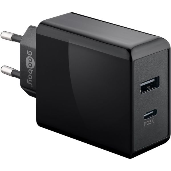 Dual USB-C™ PD Schnell-Ladegerät, 28W, schwarz