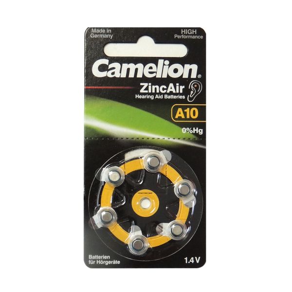 Hörgerätebatterie ZinkAir / Camelion 6 Stück A10