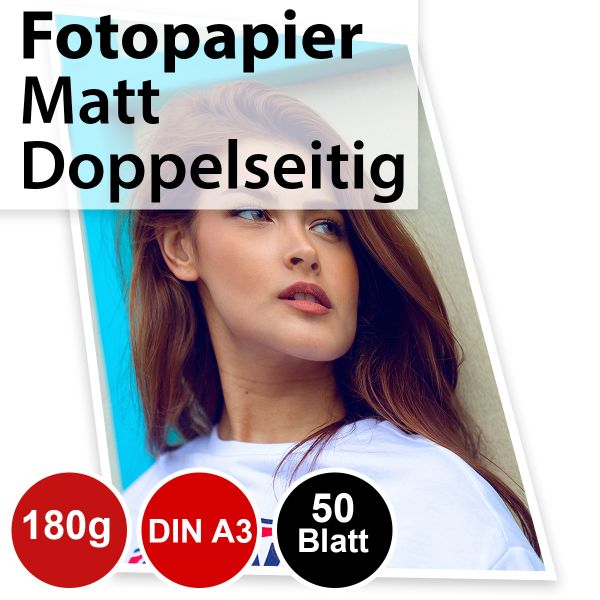 180g Mattes Foto-Papier Din A3, doppelseitig, 50 Blatt