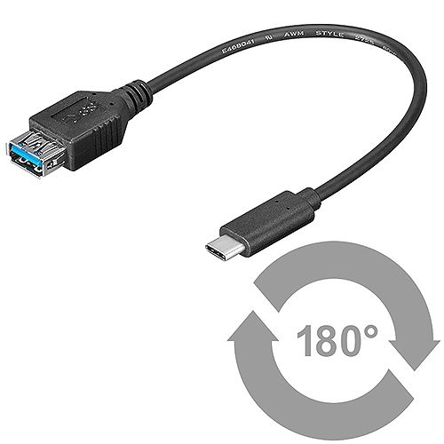 USB 3.1 Kabel, Typ A-Buchse - C-Stecker, 0,20m Länge