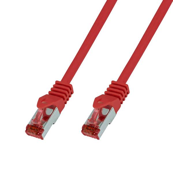 Patchkabel Cat.6 LAN Kabel S/FTP PIMF doppelt geschirmt, rot 0,25m