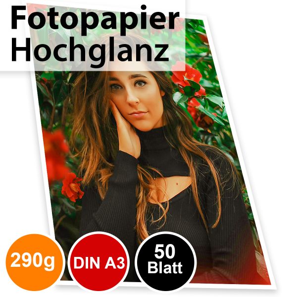 290g High-Glossy Foto-Papier Din A3, 50 Blatt