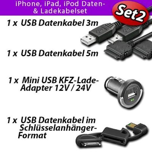 USB Daten-/Ladekabel-Set2 für iPod/iPhone/iPad